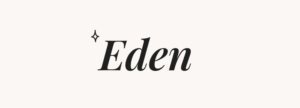 Eden se distingue en typographie fine, un beau choix pour un prénom de garçon court en 2024.