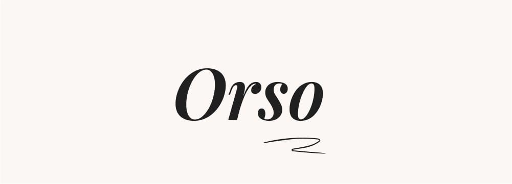 Le prénom Orso, une option unique et peu commune pour un garçon, présenté en lettres élégantes.