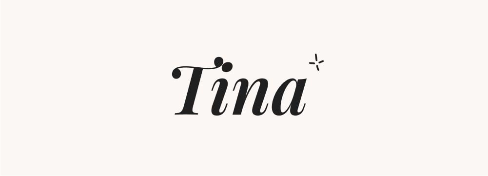 Prénom Tina en typographie simple et claire. Souvent recherché pour son caractère international et sa facilité de prononciation.