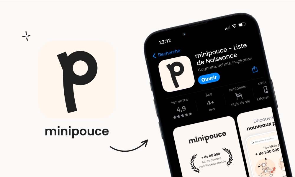 Minipouce, application pour liste de naissance et achats pour bébé, une des meilleures apps pour parents permettant de centraliser les cadeaux, mes envies, liste noel bébé, liste anniversaire et multi-enseignes.