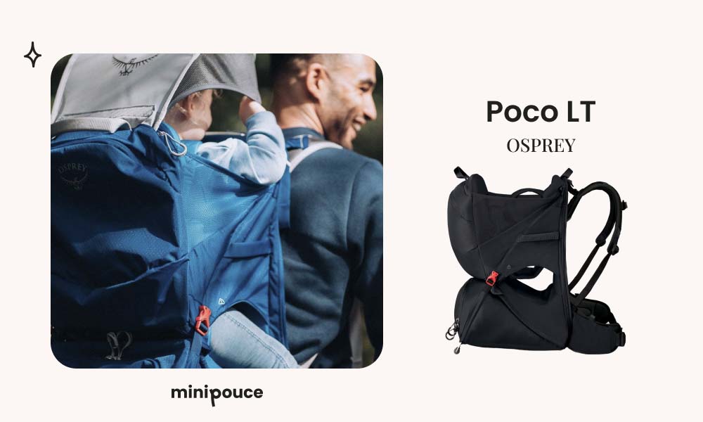 Osprey Poco LT, porte-bébé randonnée compact et pratique pour les escapades en pleine nature avec un enfant, idéal famille en randonnée.