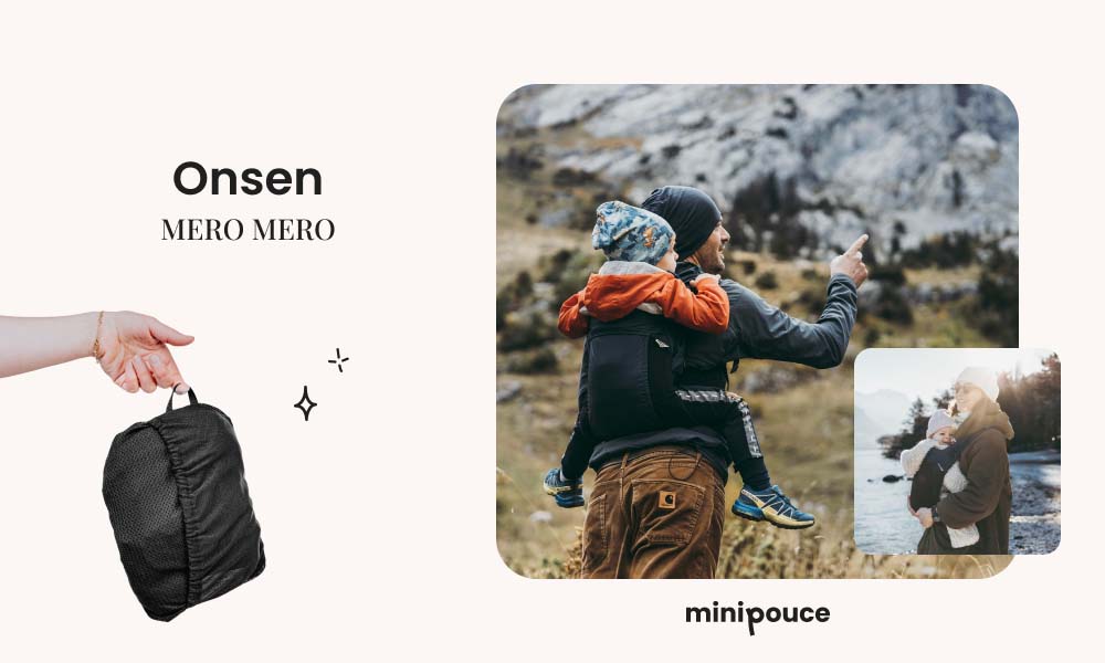 Mero Mero Onsen, porte-bébé randonnée ultra léger, parfait pour ceux qui cherchent un modèle compact et facile à transporter, pratique pour les balades en nature.